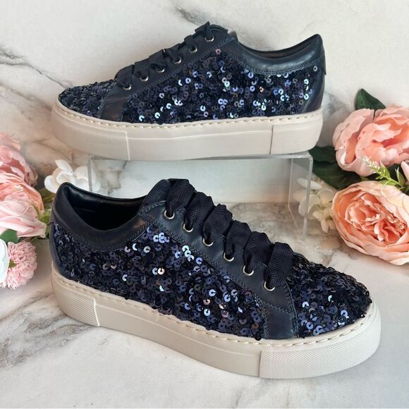 AGL Mollie Bling Sequin Embellished Platform Sneaker In Night Size 8 NEW - Picture 5 of 17
